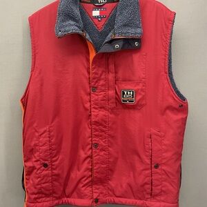 Vintage 2001 Y2K Tommy Jeans THJ 85 Ski Vest Red/Navy Fleece Lined Mens 2XL